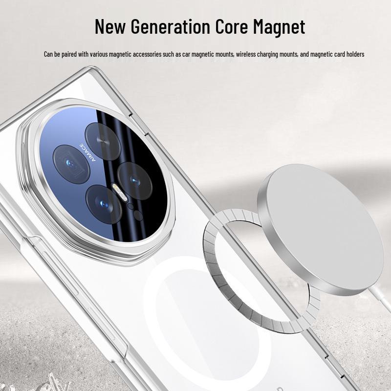 Honor Magic V6 Transparent Magnetic Foldable Phone Case with Lens Holder - Full Coverage Anti-Drop Protection for Men