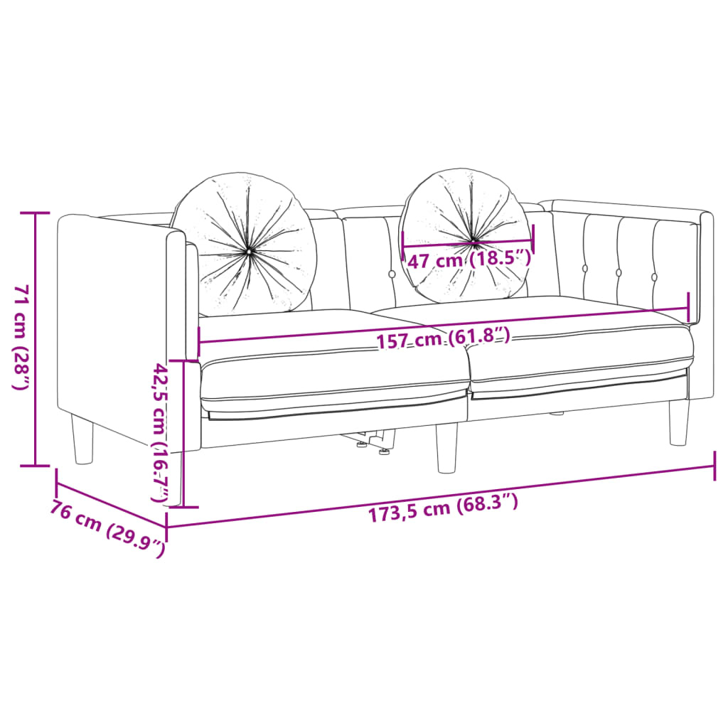 2 Piece Sofa Set with Cushions Brown Velvet