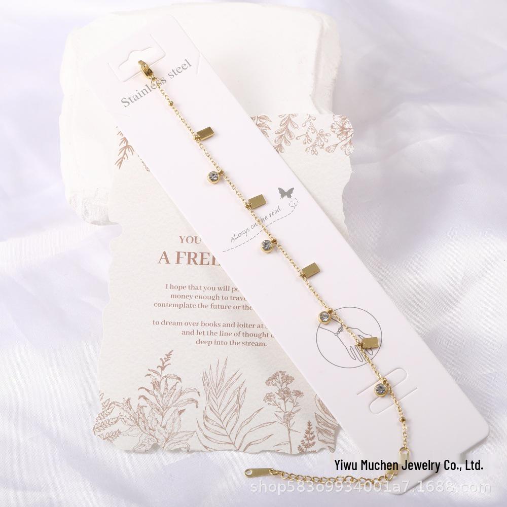 

Stainless Steel Colorful Zircon Women s Bracelet - Light Luxury High-end Jewelry S018 - White Zircon - 18+5 cm