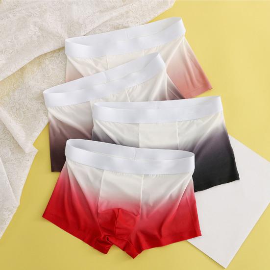 Boxer da uomo, con stampa a lettere, con stampa sfumata, in seta ghiacciata, con design a U convesso, vestibilità aderente, mutandine ad alta elasticità