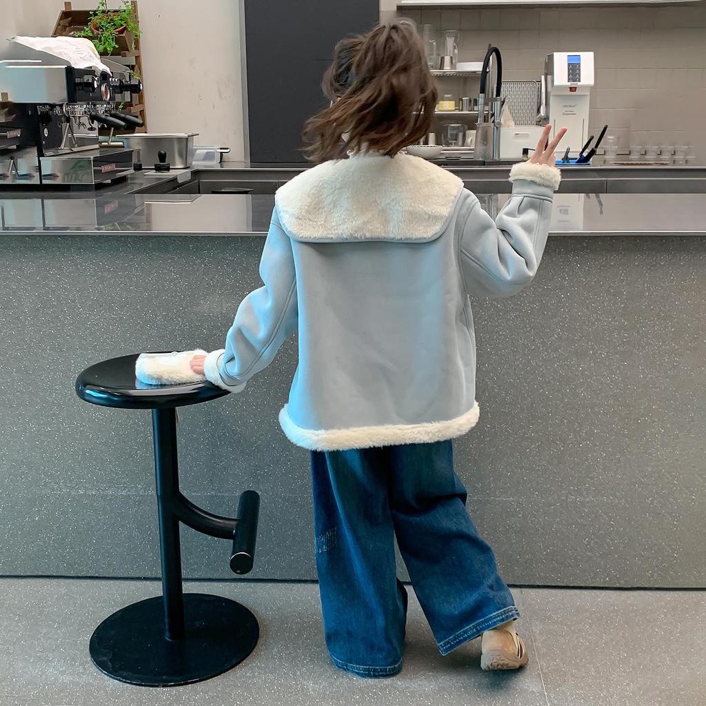 Girls' Lambswool Fleece Lined Coat - 2025 Autumn/Winter Collection