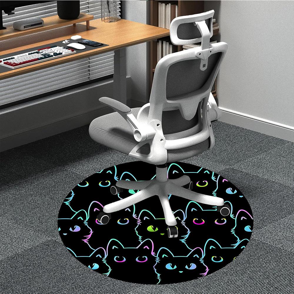 1pc Cat Pattern Office Round Area Rug, Under Office Chairs Bedroom Living Room Home Decor, Room Deco