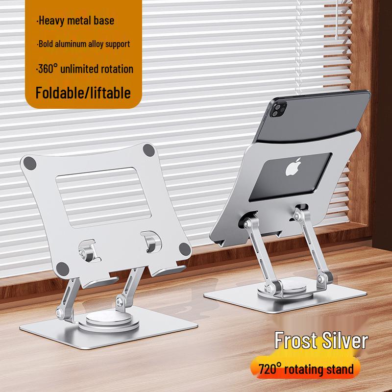 

360° Rotating Metal iPad Stand for Desktop - Adjustable Height for Painting, Gaming, and Learning Compatible with Phones/Tablets up to 13 inches