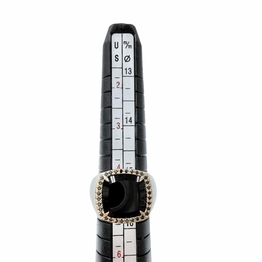 Excelente Anel TOM WOOD anel Anel de Maio Ônix Preto Diamante Prata 925 masculino 48 Usado