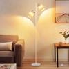 Lampadaire - NETTLIFE - Nettlife - 2 douilles E14 - Interrupteur au pied - Blanc métal