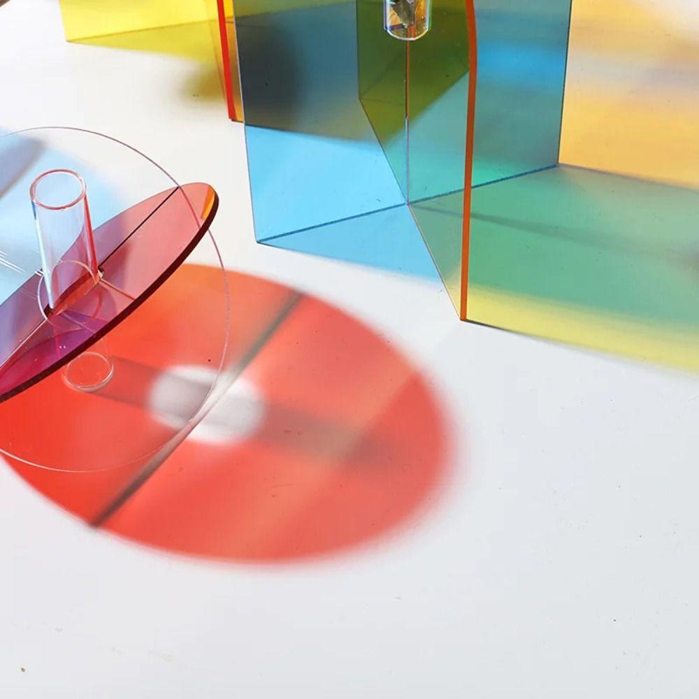 Rainbow Color Flower Vase INS Dried Flowers Container Geometric Acrylic Vase  Desktop Ornament