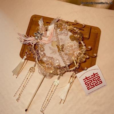 Elegant Double-Sided Wedding Bride Fan - High-End DIY Material for Xiuhe Ceremonies