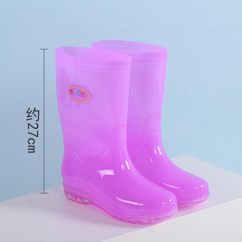 Long rain boots women's fashion rain shoes women's adult no lining high tube waterproof shoes quick-drying rubber shoes summer