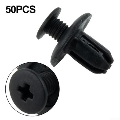 50 STÜCKE 8mm Loch Kunststoffnieten Befestigungsverschluss Push-Clips Schwarz Fit Für Viele Autos