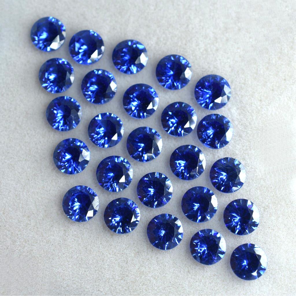 20 Pcs Natural Blue Sapphire Round Ring & Jewelry Gemstone CERTIFIED Lot 5x5 Mm Y-62150524
