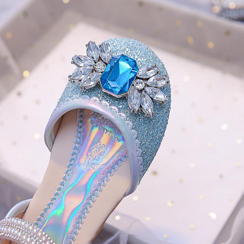 Girls' Rhinestone Sparkly Soft-Soled Sandals - 2025 Summer Princess Dance Shoes
