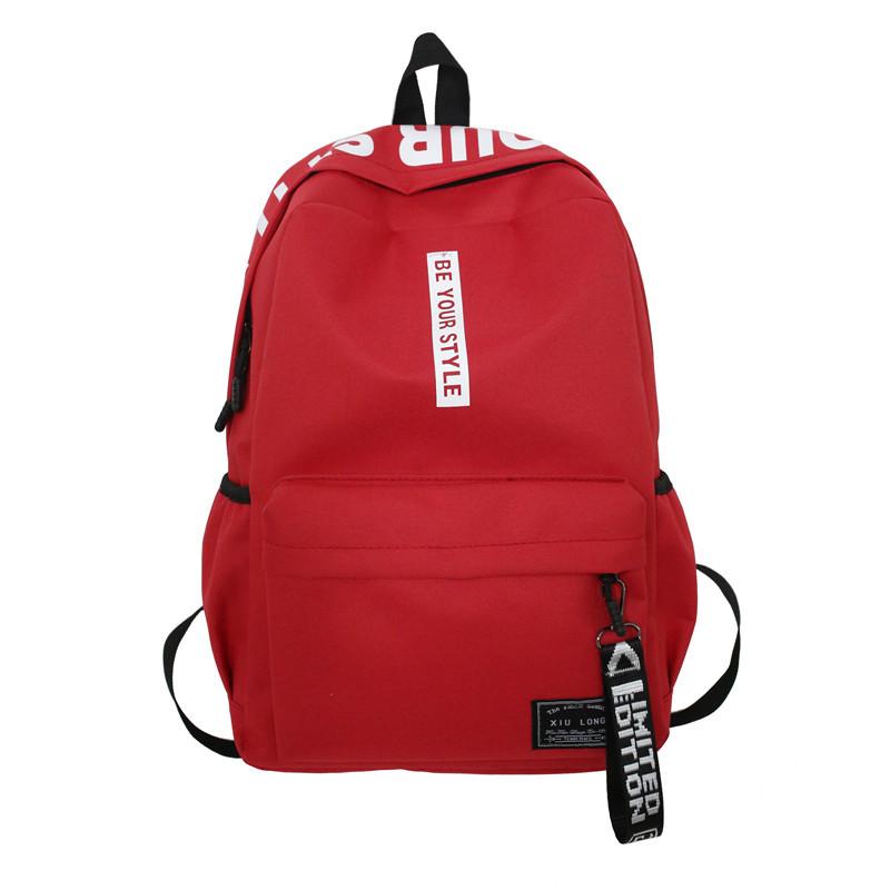 Large Capacity Student Backpack Sports Bag Female Book Bag Male Solid Color Waterproof Nylon Casual Backpack School Bag