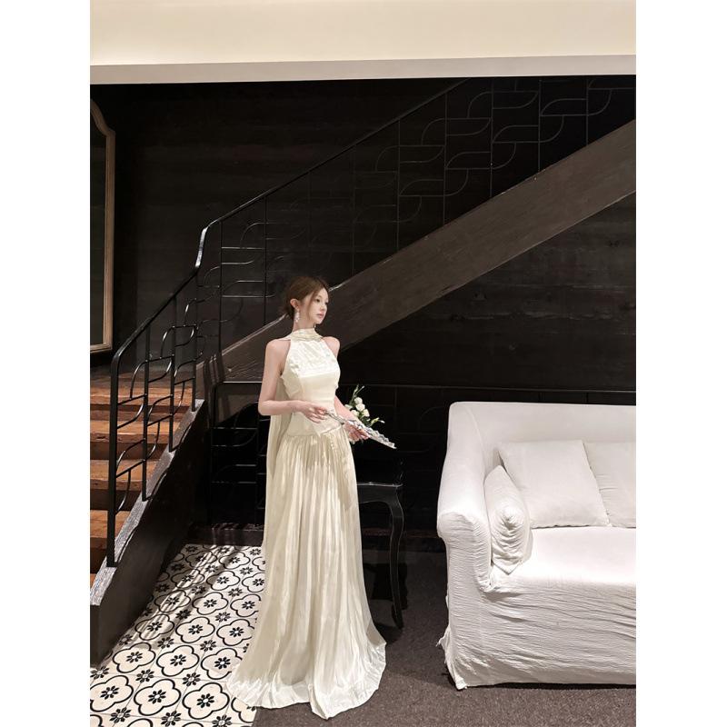 Real Shot, French Neck Dress Can Be Worn Every Day, Engagement Night Birthday Small Light Dress Skirt Temperament Beautiful Long Dress
