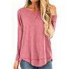 Women's Casual Long Sleeve T Shirt Loose Fit Crew Neck Irregular Hem Front Short Back Long Lightweight Pullover Top