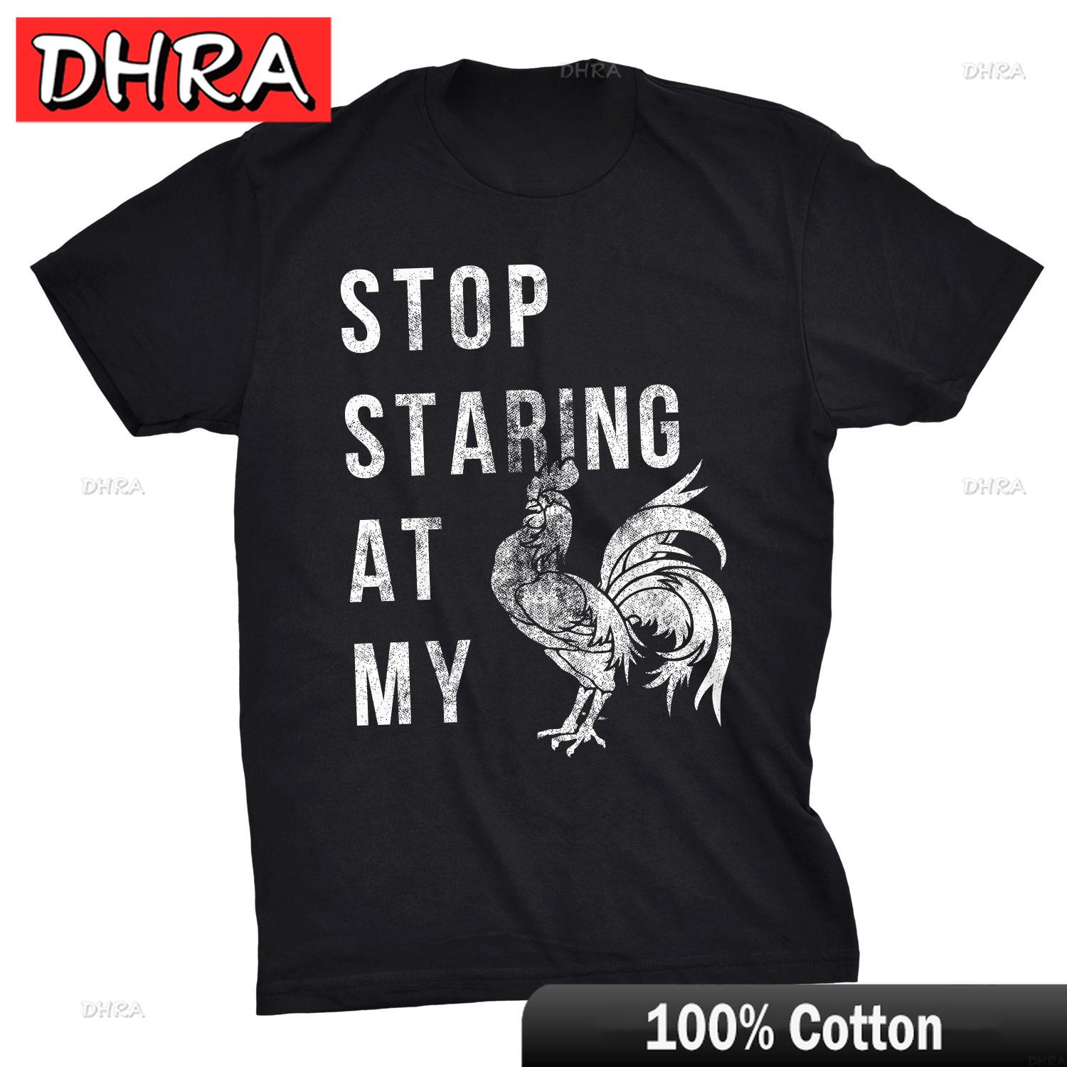 

Unisexs Stop Staring At My T Shirt Funny Sarcastic Chicken Tee for Unisex Comfy Aesthetic Street Fashion Graphic T Shirt Streetwear S