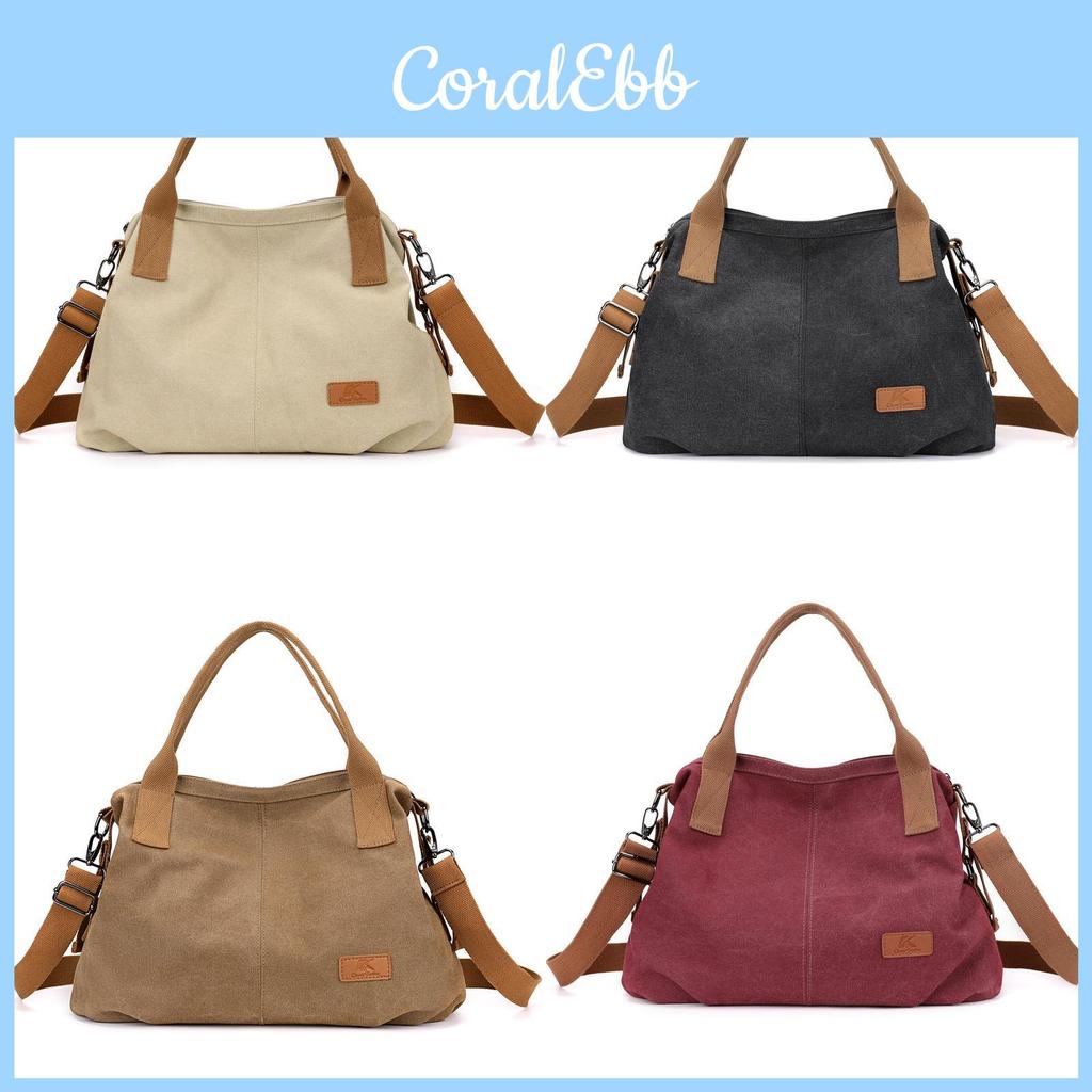 Urban Minimalist Womens Canvas Shoulder Bag With Large Capacity And Inner Pouch
