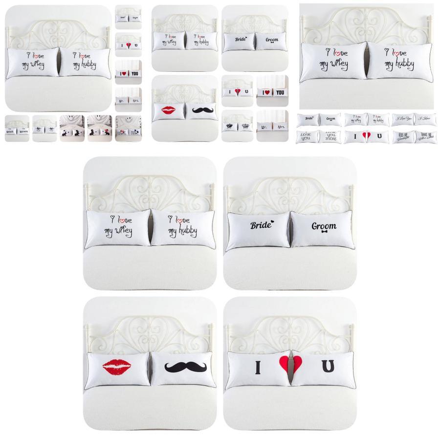 Couple 1 Pair Lovers Home Decor Pillow Case Sofa Waist Throw Cushion Cover
