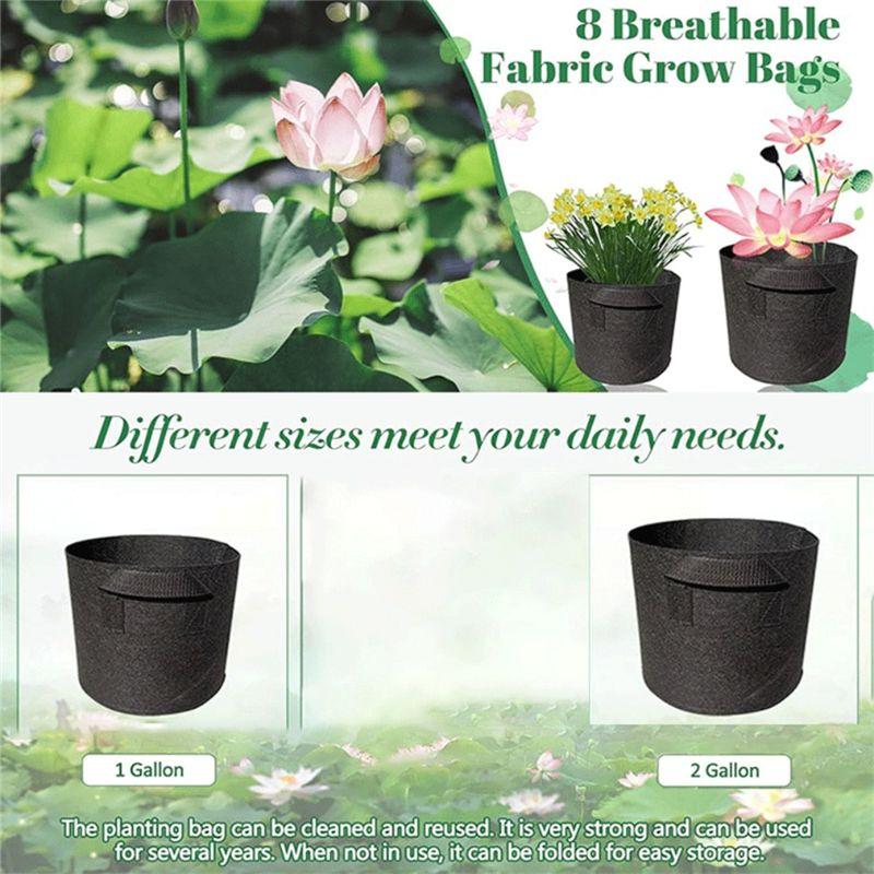 Pond Plant Thickened Nonwoven Plant Fabric Pots With Handles Durables Breathe Reusable Plant Bags 2 Gallon