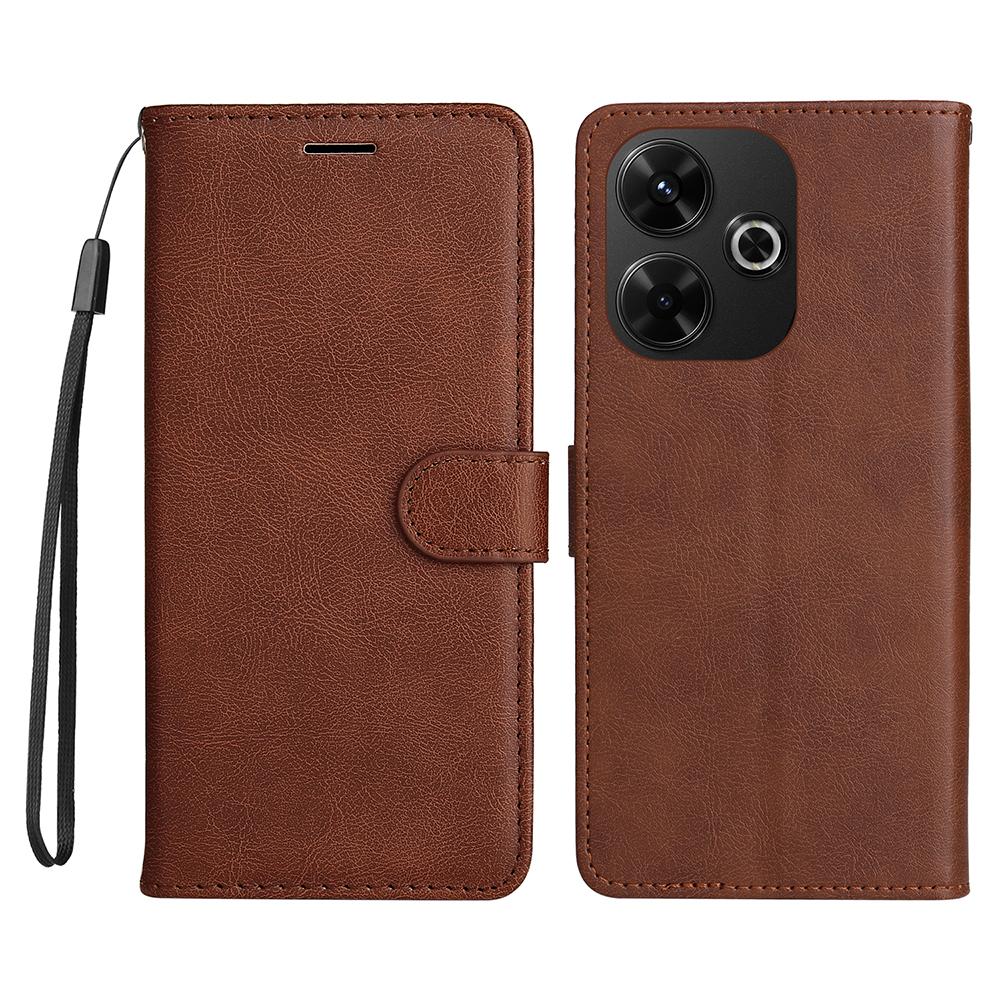 For Xiaomi Redmi 13 5G/13 4G Case Solid Color Leather Mobile Cover Wallet Stand with Strap