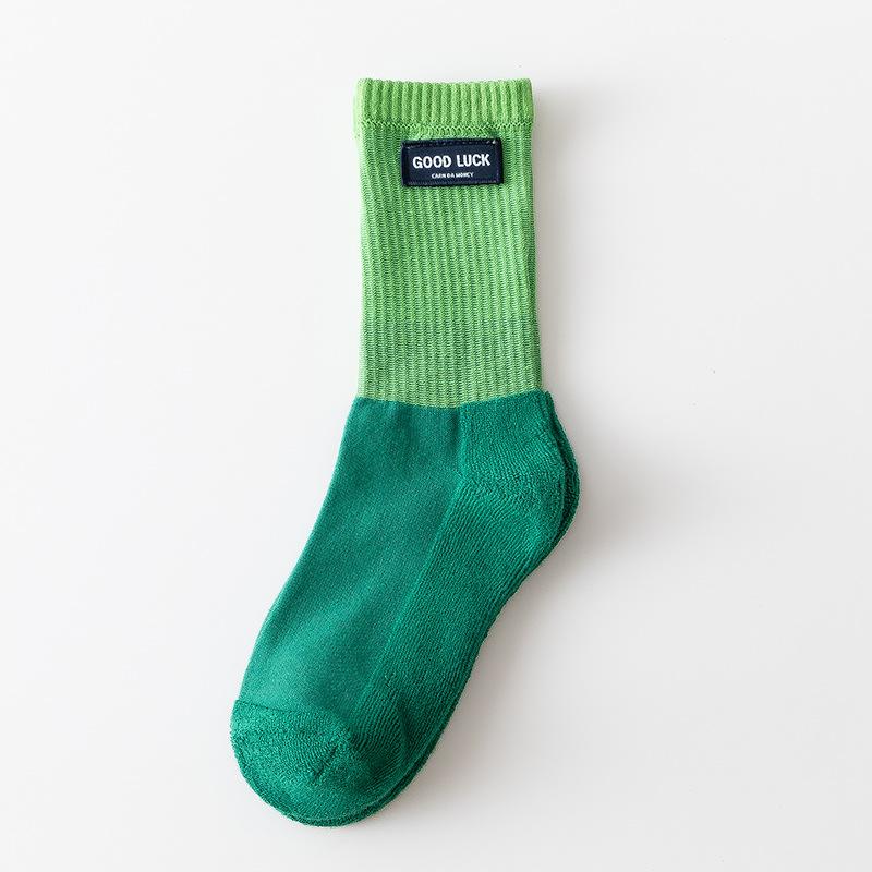 Women's Spring and Autumn Wool Ring Bottom Color Splicing Creative Sports Tube Cotton Socks