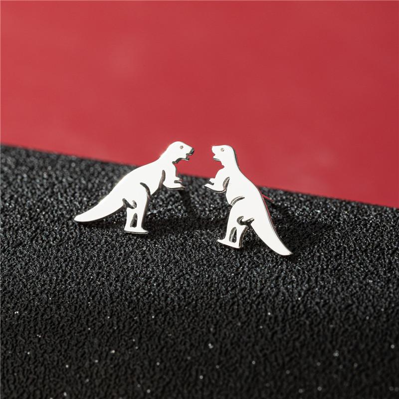 

Мультяшные серьги-пусеты из меди 925 пробы с животными для женщин, модные серьги с динозавром, жирафом, черепахой, ящерицей, собакой, пирсинг S925, циркон