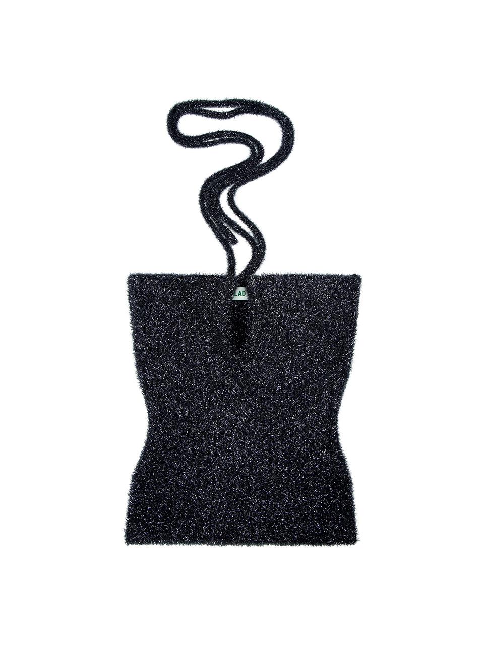 Salad Basket Metallic Halter Neck String Top_Navy