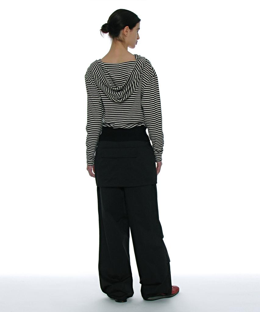 PARTIMENTO WOMEN 2Way Belted Layered Parachute Pants_Black