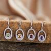 S925 Sterling Silver Natural Color Treasure Amethyst Stud Earrings Women'S High Sense Versatile Energy Jewelry