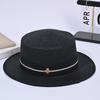 Summer New Versatile Flat Top Fashion Straw Hat Women's Sunscreen Premium Top Hat Outdoor Seaside Vacation