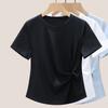 Kink Irregular T-shirt Women's Summer Temperament Is Thin and Chic Round Neck Short-sleeved Top