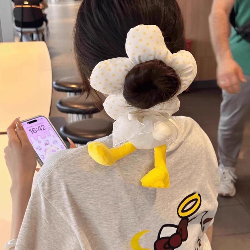 Cartoon Lower Body Of Animal Large Flower Scrunchie For Women Girls Sweet Hair Band Headband Hair Tie Cute Hair Accessories