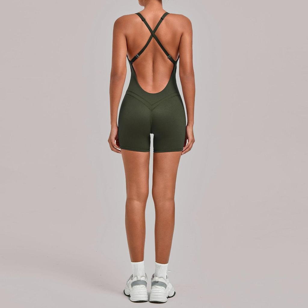 Nouveau Body de Sport Yoga Européen et Américain: Combinaison une pièce à dos croisé, ajustée, pour le fitness et la course à pied
