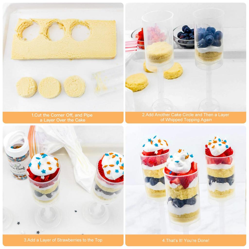 Cake Push Containers With Lids, Muti-purpose Push Cake Containers, Reusable Plastic Cake Push-up For Cupcake, Confetti, Homemade Ice Cream,Desserts