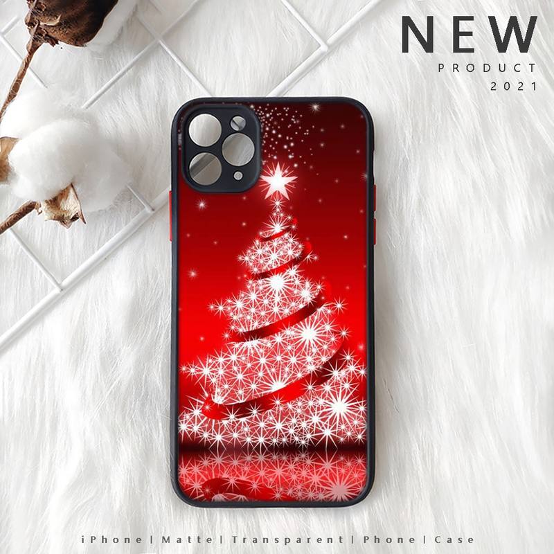 Merry Christmas New Year Tree Phone Case Matte Transparent  For Iphone 7 8 11 12 Plus Mini X Xs Xr Pro Max Cover