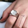 Fashion Ladies Irregular White Crystal Charm Ring Temperament Elegant Party  Accessories Friend Gifts