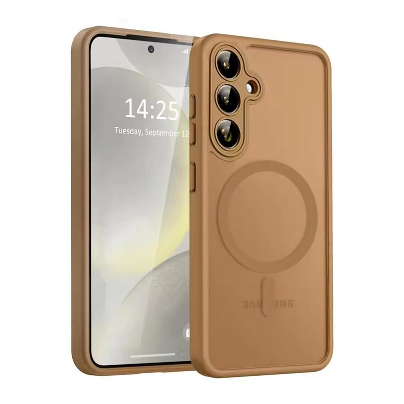 Luxury Matte Phone Case For Samsung Galaxy S25 S24 S23 Ultra Plus S25Ultra S24Ultra S23Ultra S24FE Magsafe Wireless Charge Cover
