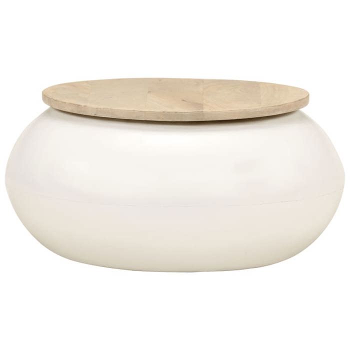 VidaXL Coffee Table, Round Side Table with Base, End Table, Living Room Furniture, White Wood 352052