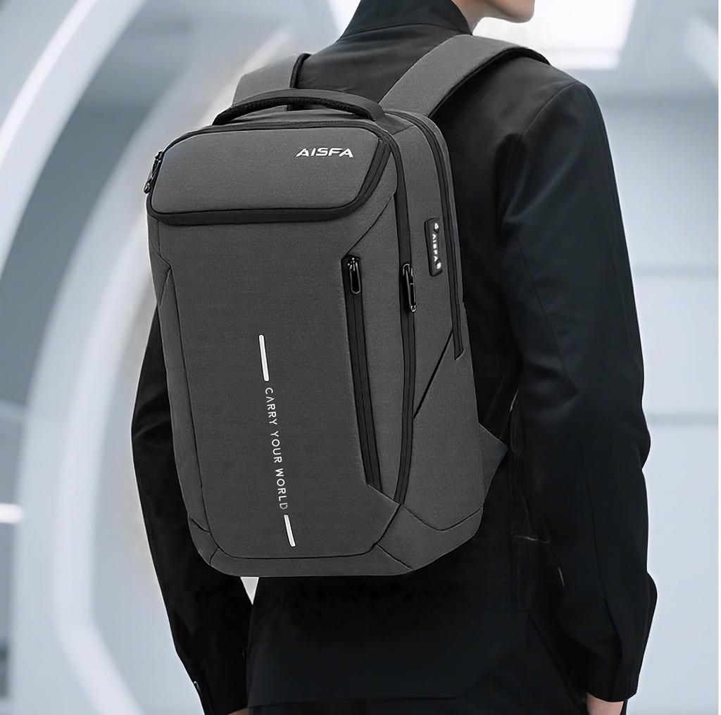[AISFA] Men's Backpack, 17-inch Laptop Business Backpack, Large Capacity, Disaster Preparedness Bag, USB Charging Function, 30L, Travel, Student Bag,