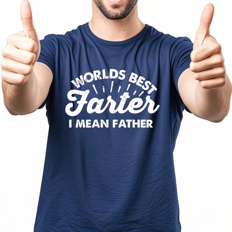 Anime ONeck Unisex Tshirt Black Summer Boys T Shirt Worlds Best Farter I Mean Father Short Sleeve Adult Crew Neck Tshirt