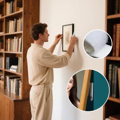Hook And Loop Tape Hook And Loop Strips With Adhesive 12 Pieces No Punching Reusable Fastener Wall Hanger For Dormitory Garage