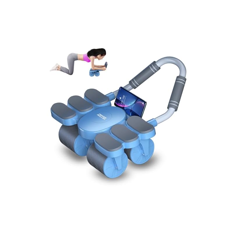 SGEBD Ab Roller, Abdominal Exerciser with Smartphone Stand, Auto-Return, Knee Protection Mat, 4 Wheels, Durable, Easy Assembly, Lightweight,