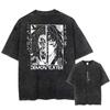 Washed T-shirt Anime Demon Slayer Blade T-shirt Men's T-shirt Retro Hip Hop Street Style Men's Style Clothing