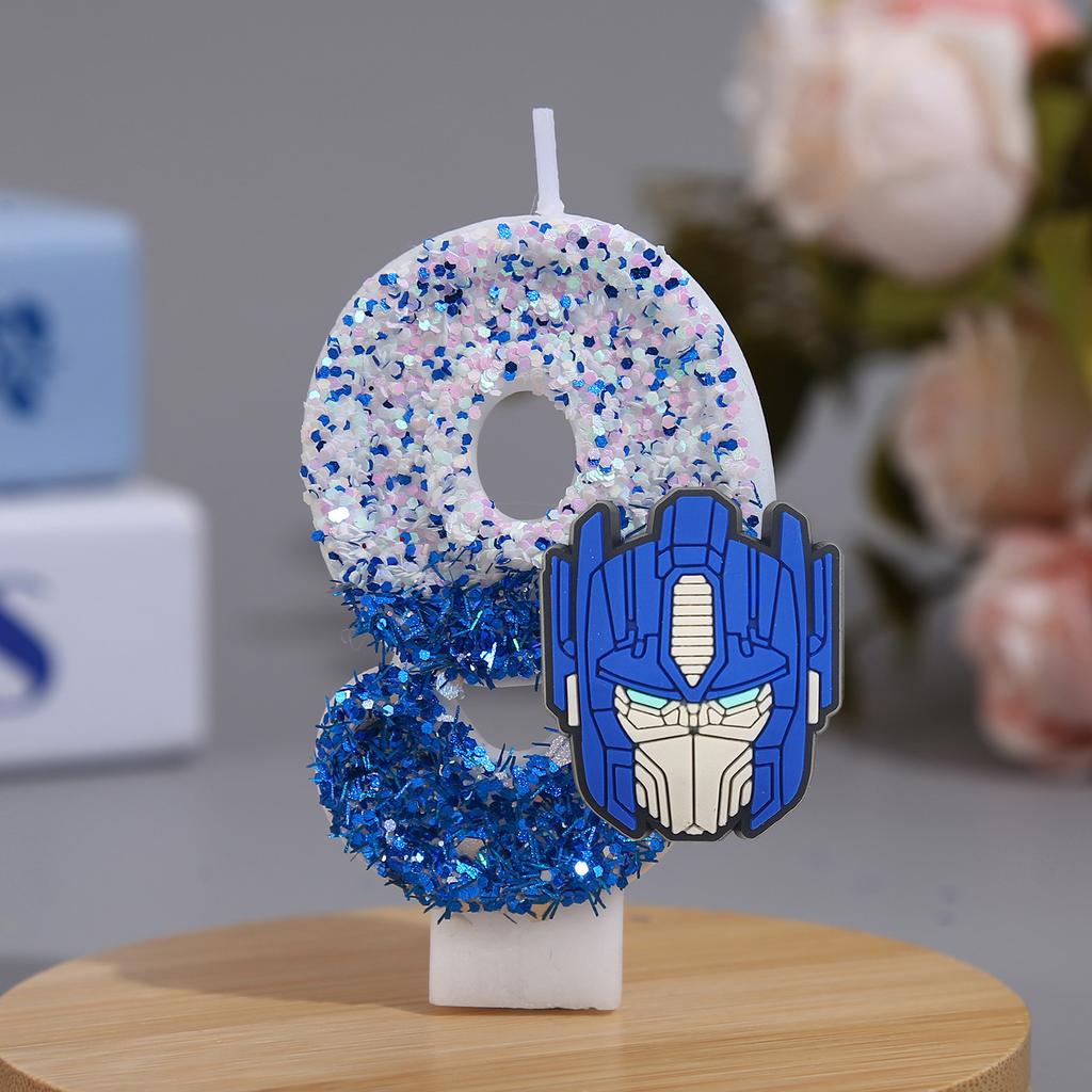 Number 0 Birthday Candle with Glitter Sparkle and Character Decoration for Cake Topper Party Supplies Kids Baking Accessory