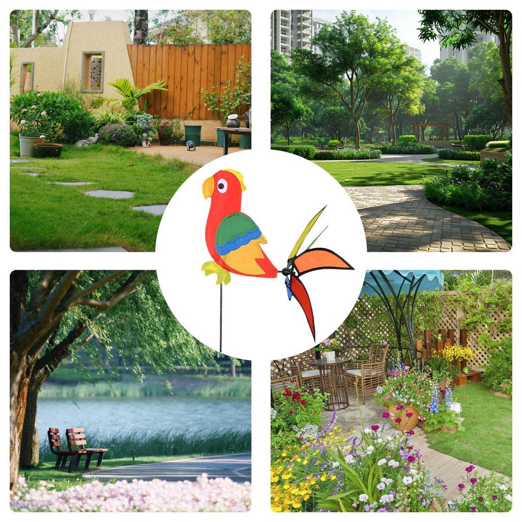 Garten Windräder PVC Papageienförmiger Windspinner für Garten Wetterfeste Windräder Stäbe für Rasen Hof Terrasse