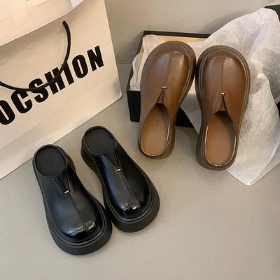 Zapatos casuales de plataforma para mujer primavera 2025 nuevos dos usos zapatos individuales perezosos feos lindos mocasines de cabeza grande zapatos de cuero pequeños zapatillas
