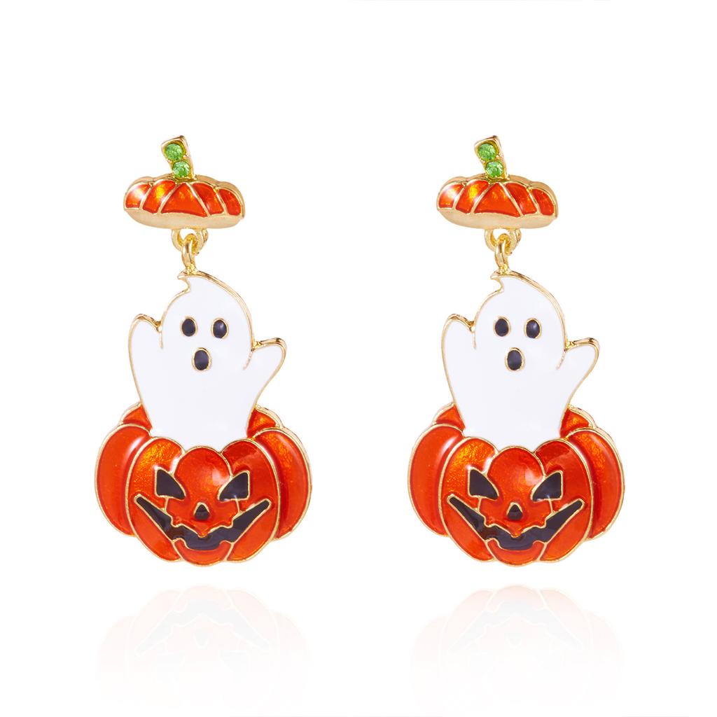 Gothic Ghost Earrings Dramatic Pumpkin Drop Earrings Halloween Pumpkin Earrings Lightweight For Gothic Fashion Festival Gift