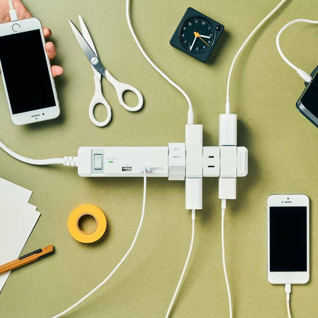 Fargo TAPKING Steckdosenleiste, USB 3,4A Typ-A, 2 Ports, Schwenkbar, und 8 AC-Steckdosen (Weiße AC-Steckdosen, 3,4A)