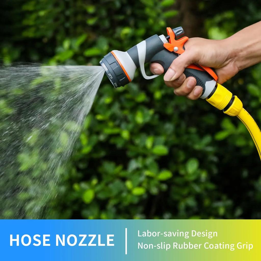 Garden Hose Nozzle with 8 Patterns Spray Nozzle the Rear Trigger & Hanging Ring Designs High Pressure Hose Nozzle for Plant