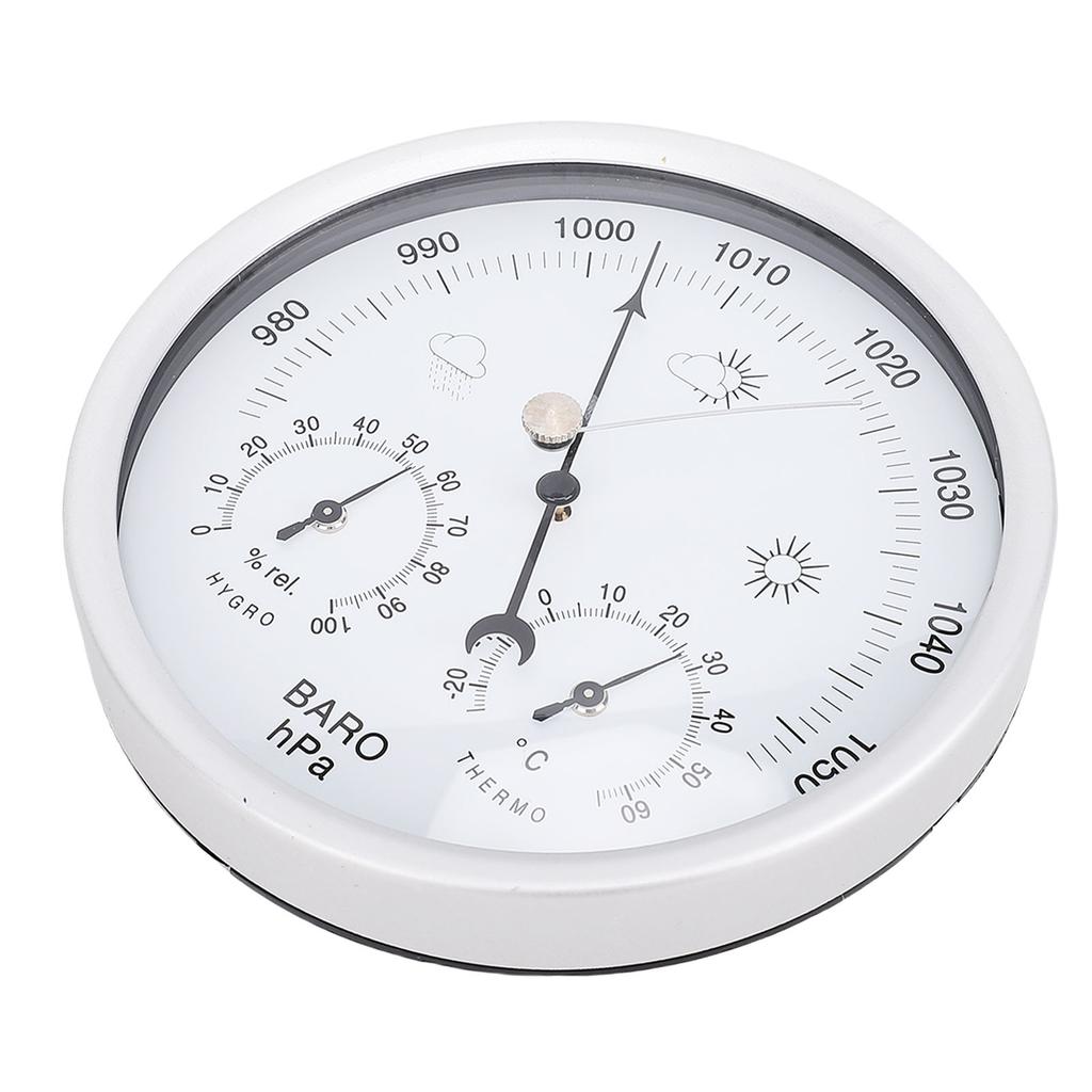 Round Weather Station Aluminum Alloy Mechanical Movement Wall Hanging Thermometer Barometer Hygrometer for Indoor
