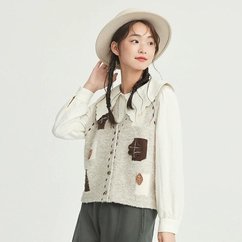 DIMANAF 2025 Autumn Women Sleeveless Buttons Vest Sweaters Style Knitting Casual Loose Short Sweater